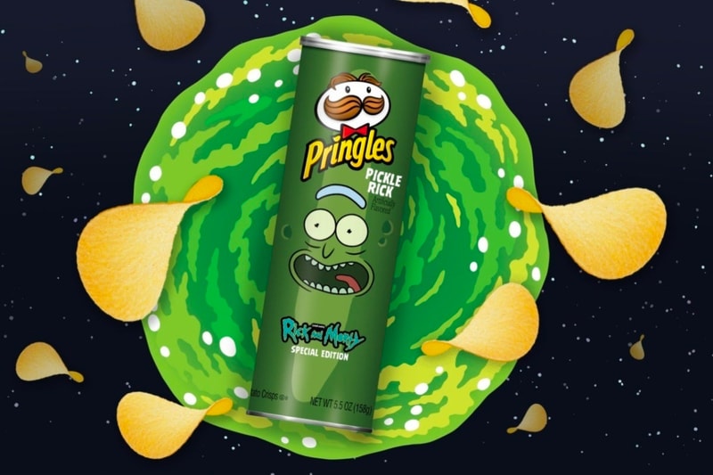 Rick and Morty Pringles Pickle Rick Flavor collaboration season three chips animation fast food Gareth Maguire adultswim super bowl 2020 snacks special edition jill king Justin Roiland J Michael Mendel
