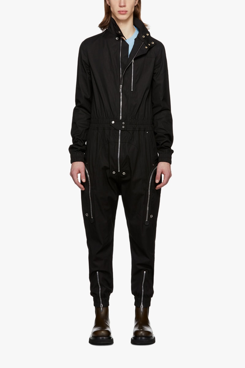 Rick Owens Black Bodybag Jumpsuit boiler suit flight suit one piece jacket outerwear onesie drkshdw monochromatic noir silver toned zippers riri calfskin made in italy fall winter 2019
