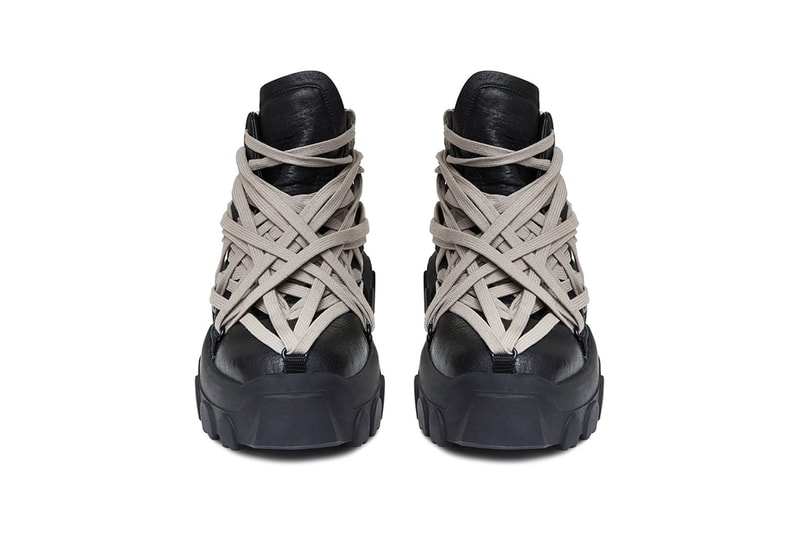 Rick Owens Black Tecuatl Tractor Sneakers FW20 extra laces avant garde rizzoli books cfda menswear award designer leather rubber grey