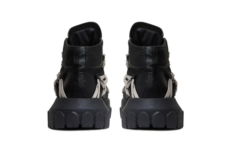 Rick Owens Black Tecuatl Tractor Sneakers FW20 extra laces avant garde rizzoli books cfda menswear award designer leather rubber grey