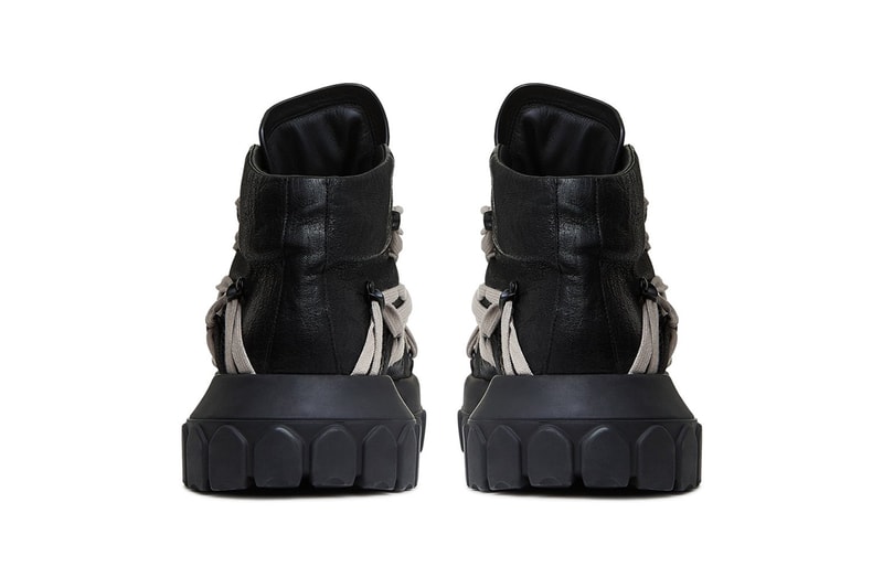 Rick Owens Black Tecuatl Tractor Sneakers FW20 extra laces avant garde rizzoli books cfda menswear award designer leather rubber grey