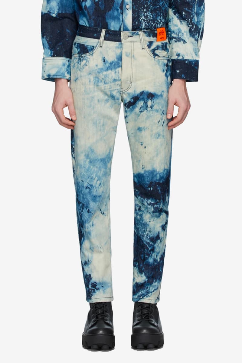 S R STUDIO LA CA Indigo SOTO Hand Bleached Denim Barn Coat Multicolor Pine Grove Chore jacket fall winter 2019 collection outerwear workwear made in united states of america artist