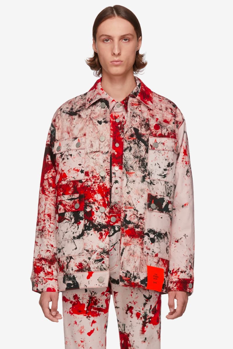 S R STUDIO LA CA Indigo SOTO Hand Bleached Denim Barn Coat Multicolor Pine Grove Chore jacket fall winter 2019 collection outerwear workwear made in united states of america artist