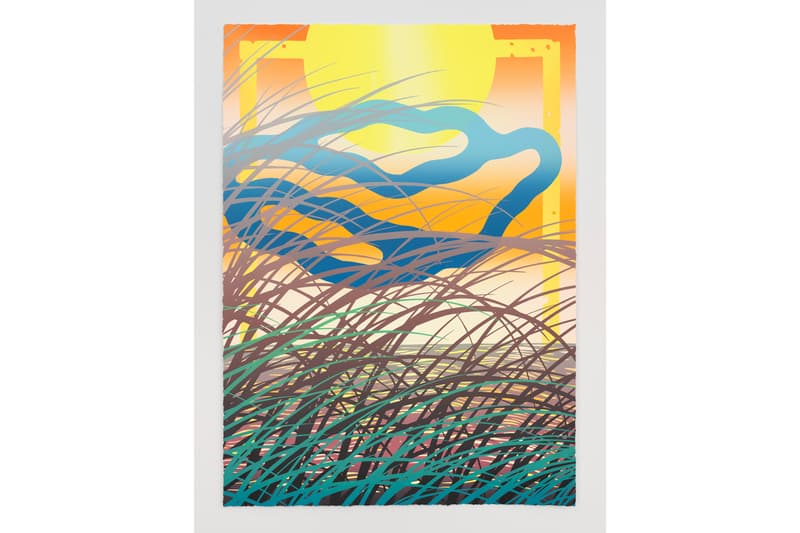 Sam Friedman 'Beach Monoprints No. 4' Print Info Louis Buhl & Co. Sun Nature Orange Yellow Green Blue Black Purple