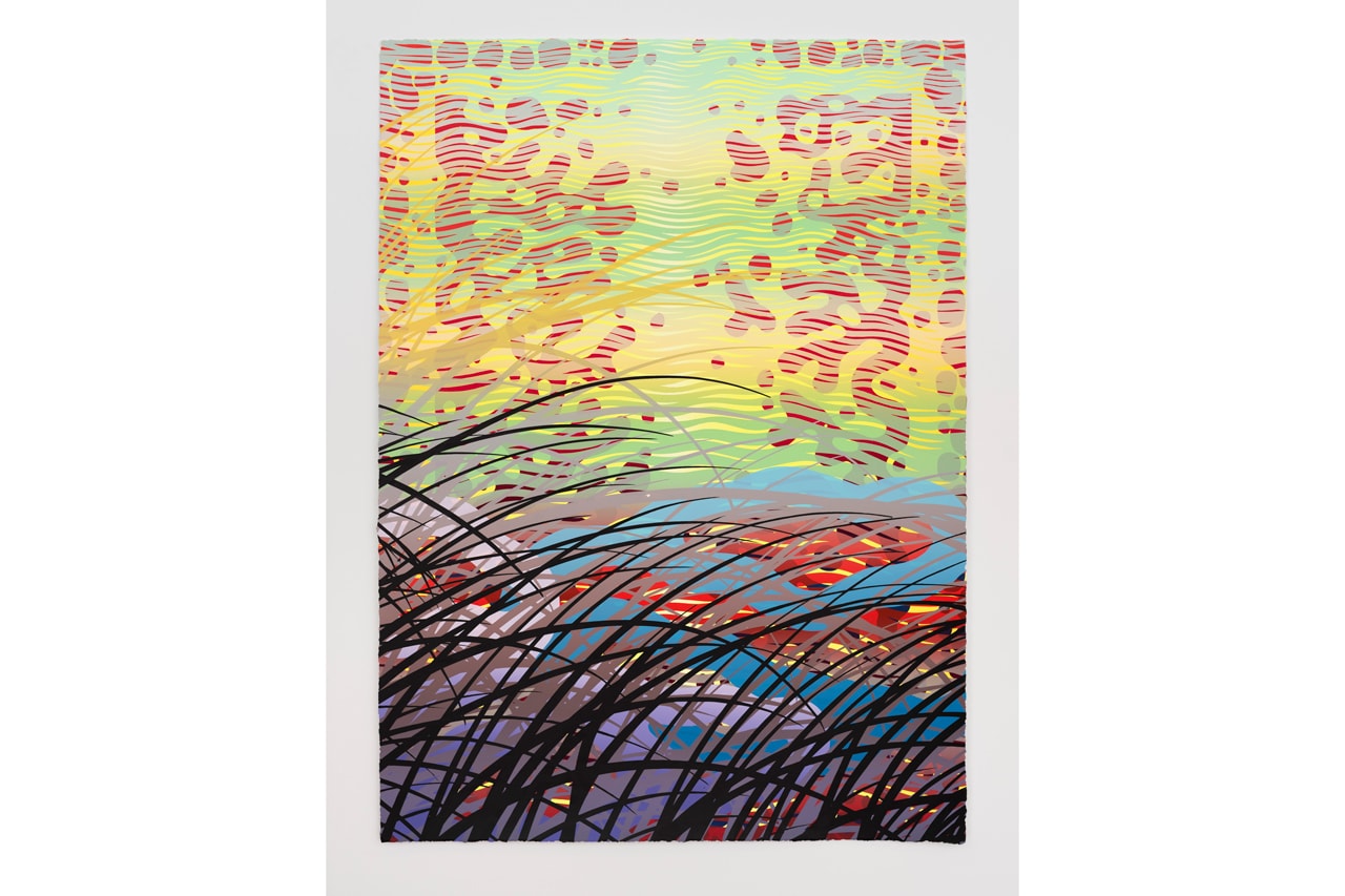 Sam Friedman 'Beach Monoprints No. 4' Print Info Louis Buhl & Co. Sun Nature Orange Yellow Green Blue Black Purple 