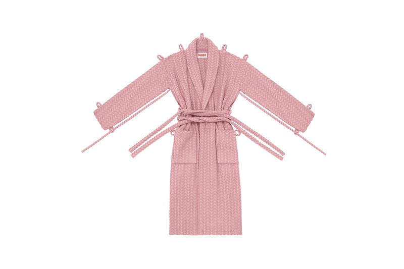 craig green the standard hotel bath robe dressing gown herringbone pin stripe mustard brown pink buy cop purchase