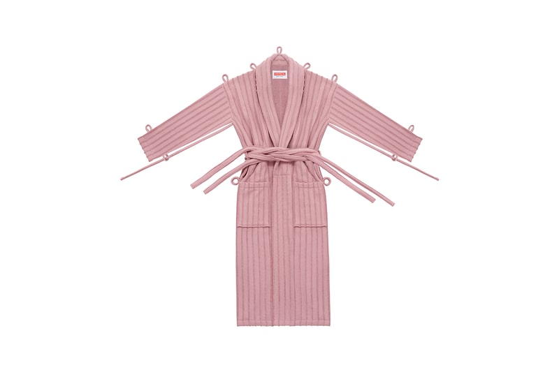 craig green the standard hotel bath robe dressing gown herringbone pin stripe mustard brown pink buy cop purchase