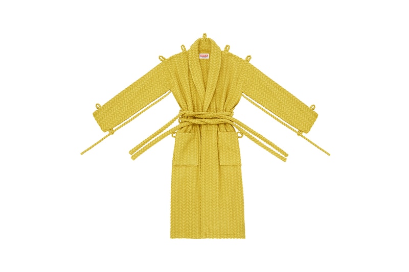 craig green the standard hotel bath robe dressing gown herringbone pin stripe mustard brown pink buy cop purchase