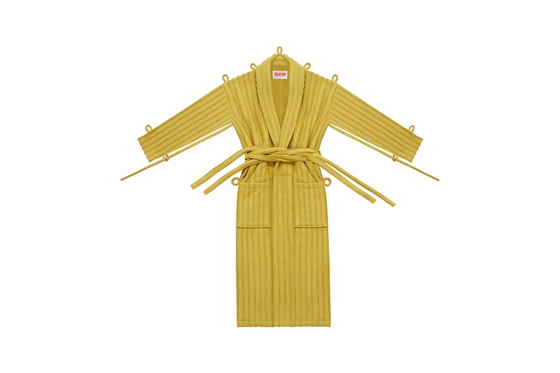 craig green the standard hotel bath robe dressing gown herringbone pin stripe mustard brown pink buy cop purchase