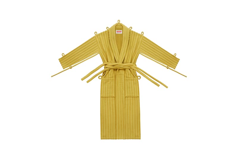 craig green the standard hotel bath robe dressing gown herringbone pin stripe mustard brown pink buy cop purchase