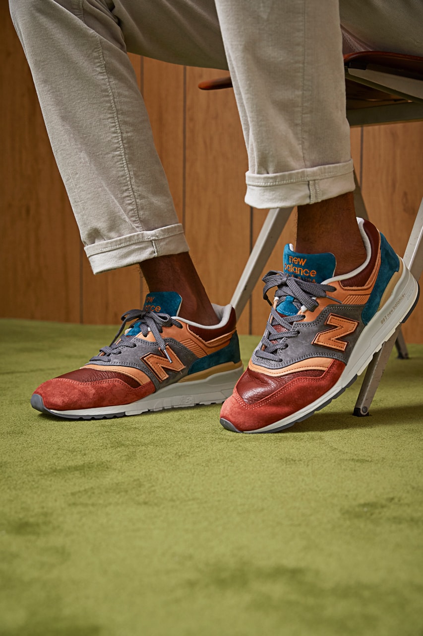 todd snyder new balance m997 made in usa sneakers release blue burgundy tumbled bison leather chemical free vegetable tanned leather pigskin suede