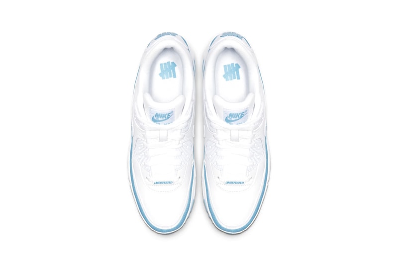 UNDEFEATED x Nike Air Max 90 Pack Release Information Official Look First Product Shots Footwear Sneakers Swoosh Collaboration Hyped Kicks White Blue Fury Opti Yellow Black
