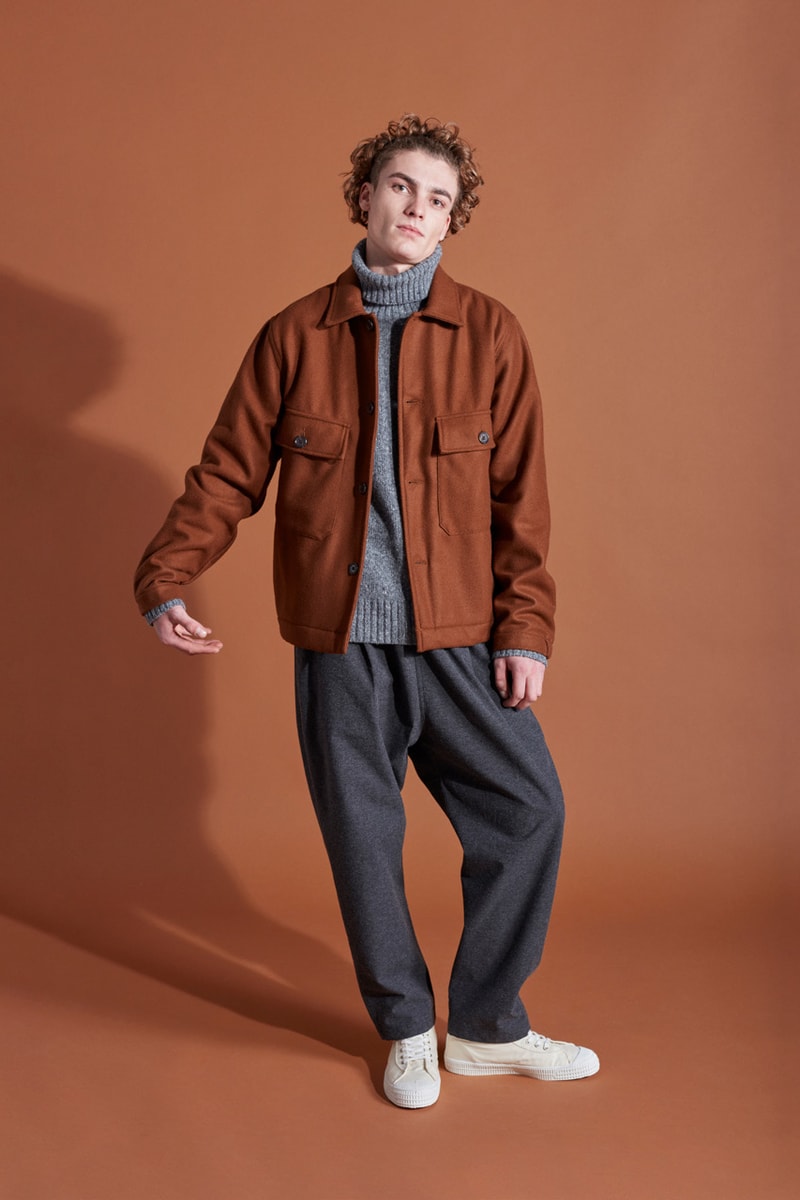 Universal Works Fall/Winter 2019 Lookbook Outerwear Sweaters Jumpers Trousers T-Shirts Autumnal Accessories Aesop’s fable of the Hare and the Tortoise British Classic Brand Anniversary Collection