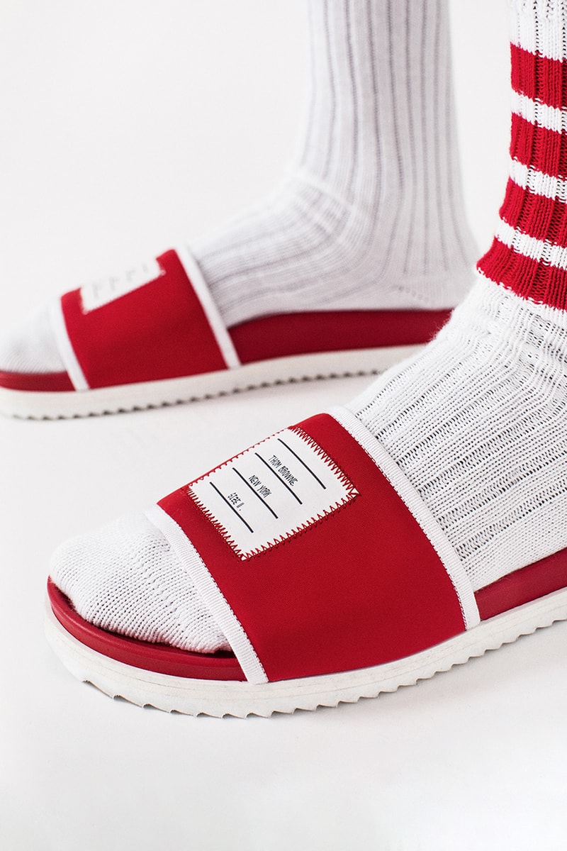 UNKNWN Wynwood x Thom Browne Capsule Collaboration lookbook lebron james collection menswear tee shirt polo hoodie slide sandals socks shorts mesh miami exclusive drop release date info december 13 2019 buy