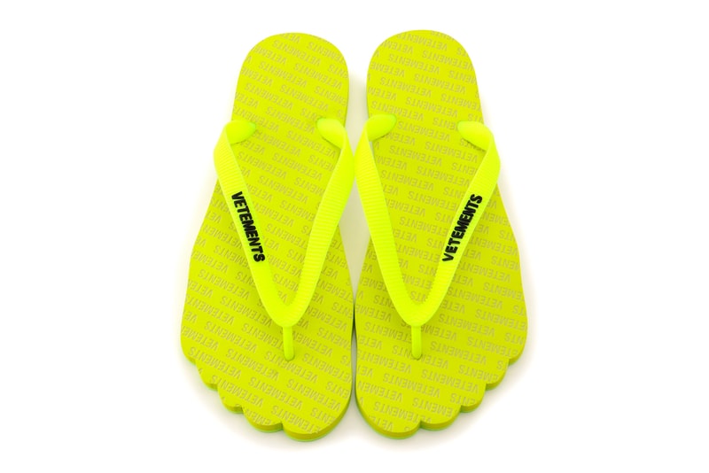 Vetements Neon-Yellow Anatomic Flip Flops Release summer footwear