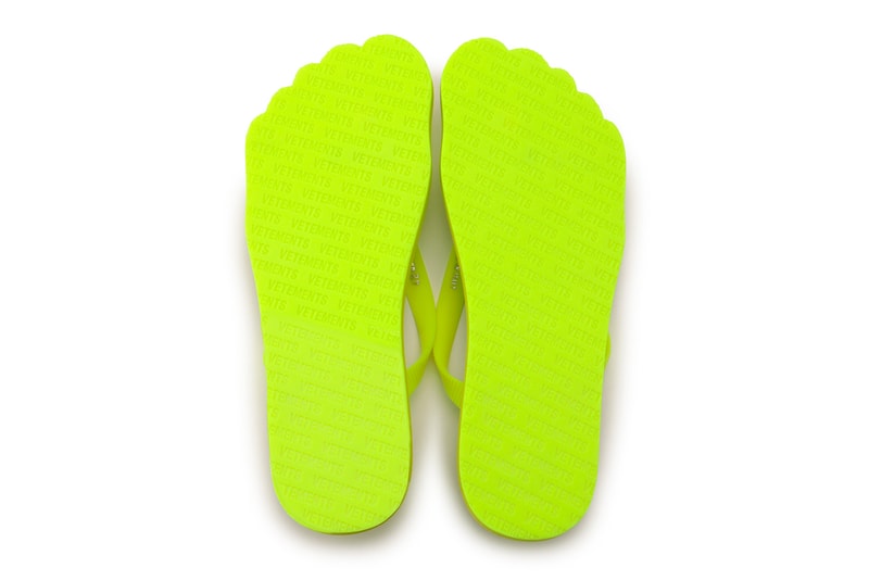 Vetements Neon-Yellow Anatomic Flip Flops Release summer footwear