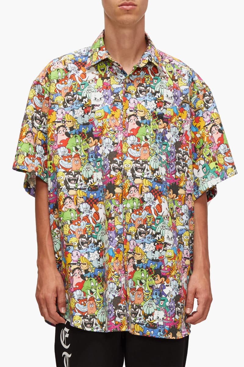 Vetements Cartoon-Print Brushed Cotton Shirt Demna Gvaslia Spring Summer 2020 SS20 SpongeBob SquarePants The Simpsons Dennis the Menace Betty Boop Johnny Bravo Shrek