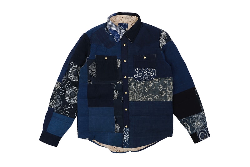 visvim Indigo Kerchief Kofu Down Jacket fall winter 2019 Native Americana vintage Japanese fabric handkerchief bandana print mud dye one wash outerwear shirt goose down fill