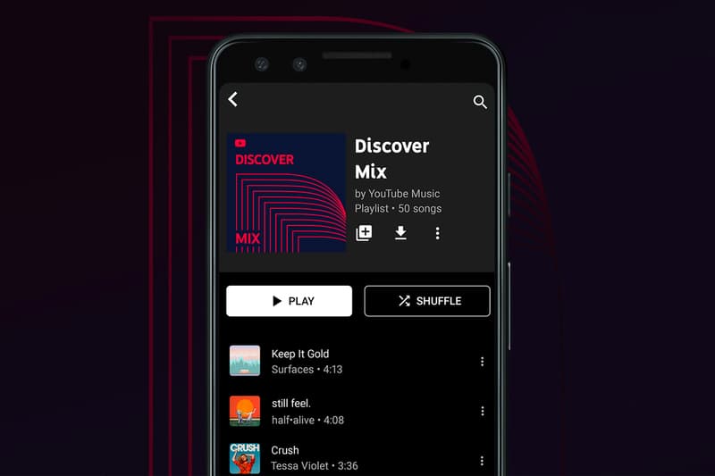 YouTube Music Personalized Discover Mix New Release Mix your mix Playlist launch spotify your mix