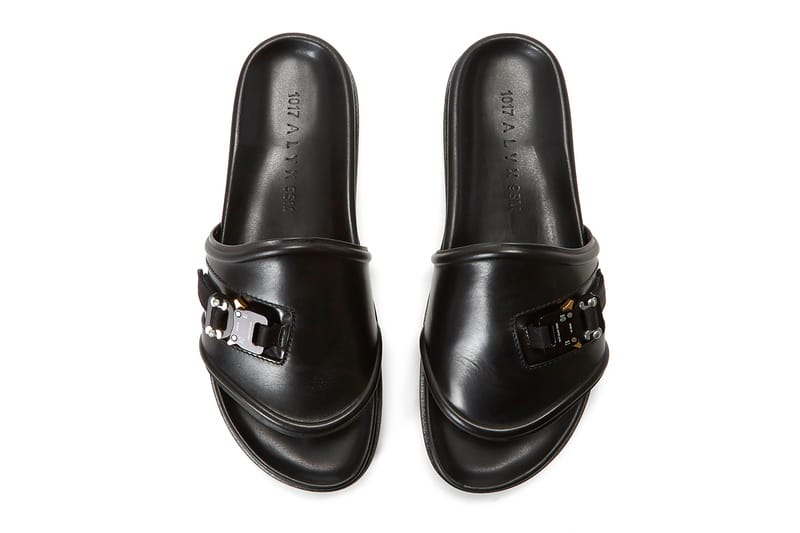 1017 ALYX 9SM's Leather Slides Employ Its Iconic Rollercoaster Buckle