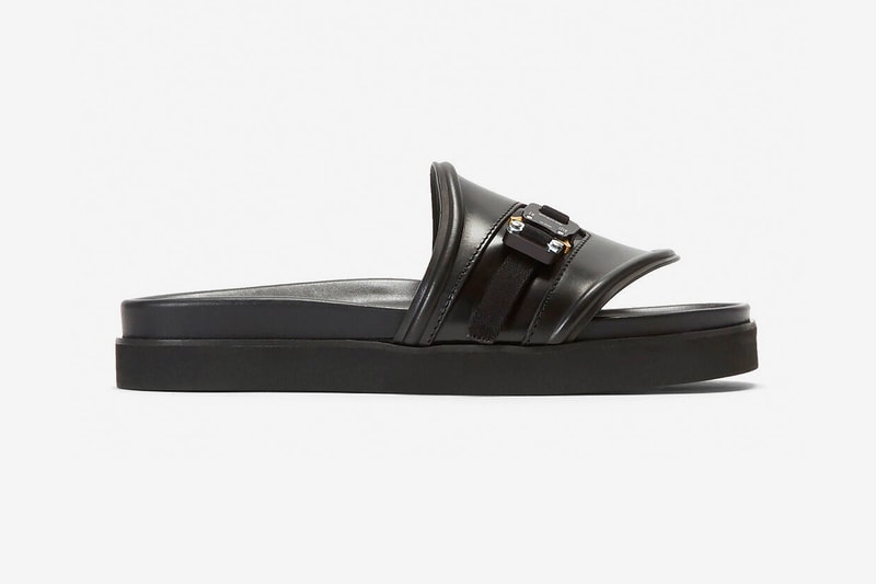 1017 ALYX 9SM Black Leather Slides Release Info made in italy price details alyx buckle smooth grain rubber sole buy now ln-cc