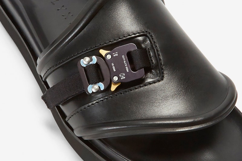 1017 ALYX 9SM Black Leather Slides Release Info made in italy price details alyx buckle smooth grain rubber sole buy now ln-cc