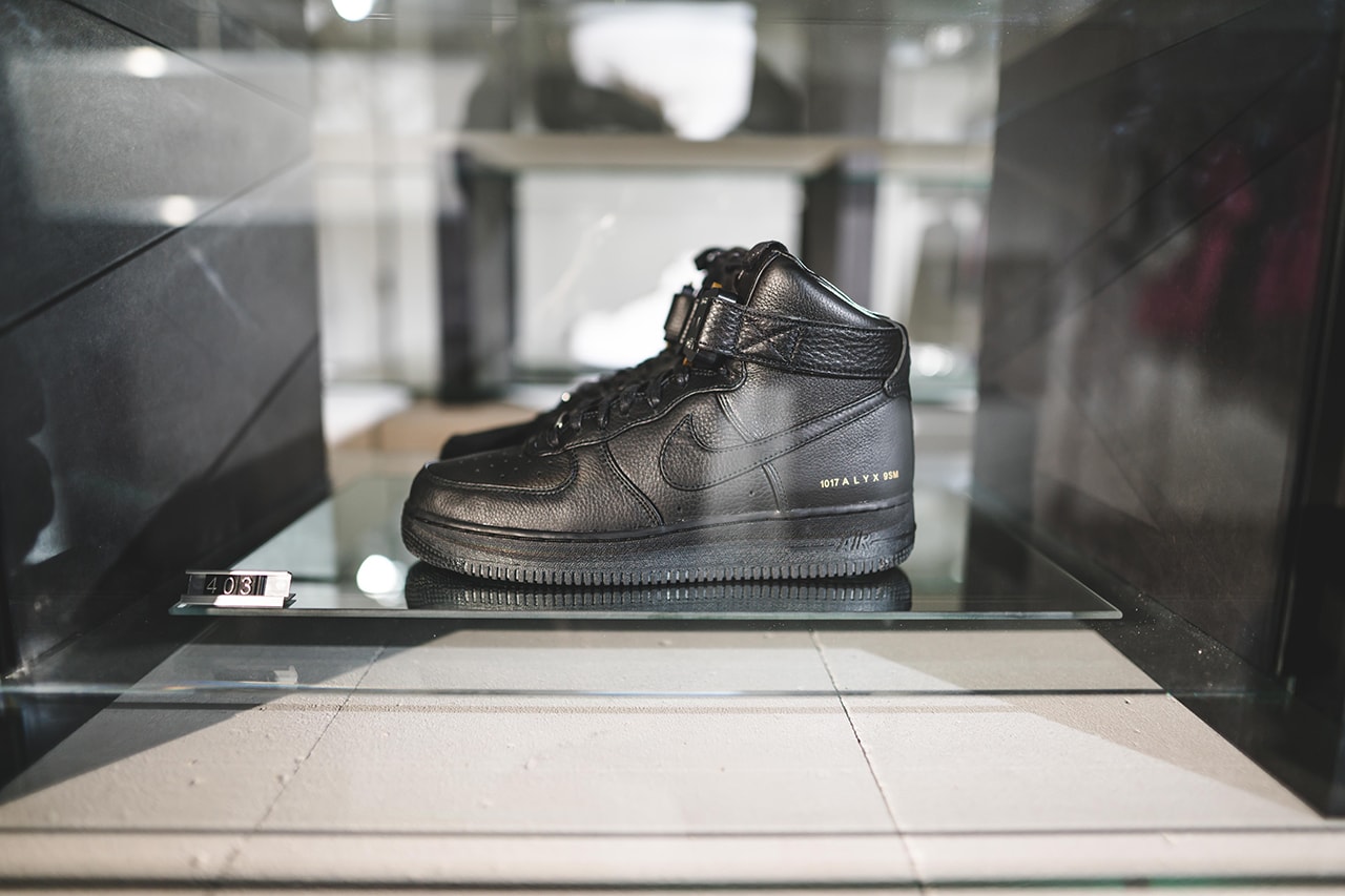 1017 alyx 9sm paris fashion week nike air force 1 high collaboration moncler bang olufsen release information pop up store matthew m williams buy cop purchase closer look