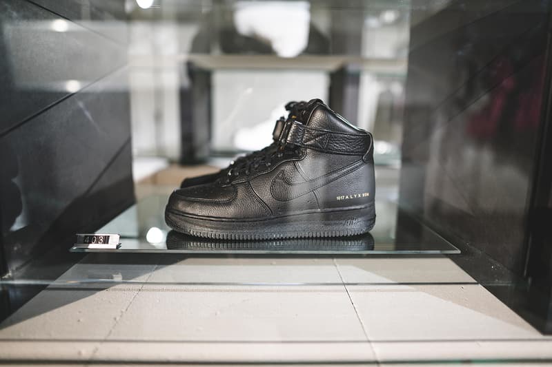 1017 alyx 9sm paris fashion week nike air force 1 high collaboration moncler bang olufsen release information pop up store matthew m williams buy cop purchase closer look