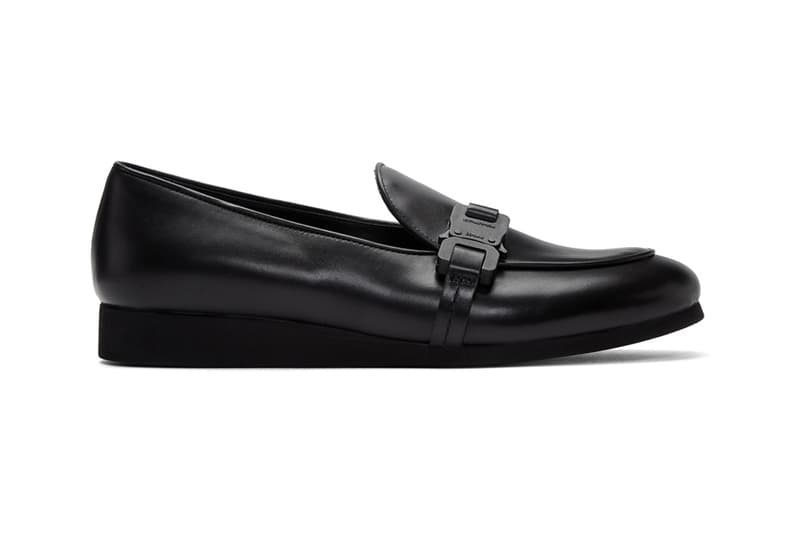 1017 ALYX 9SM St. Marks Buckle Loafers Black Smooth Leather Crocodile Embossed Utility Strap Matthew M Williams New Season Footwear Press-Release Fastening