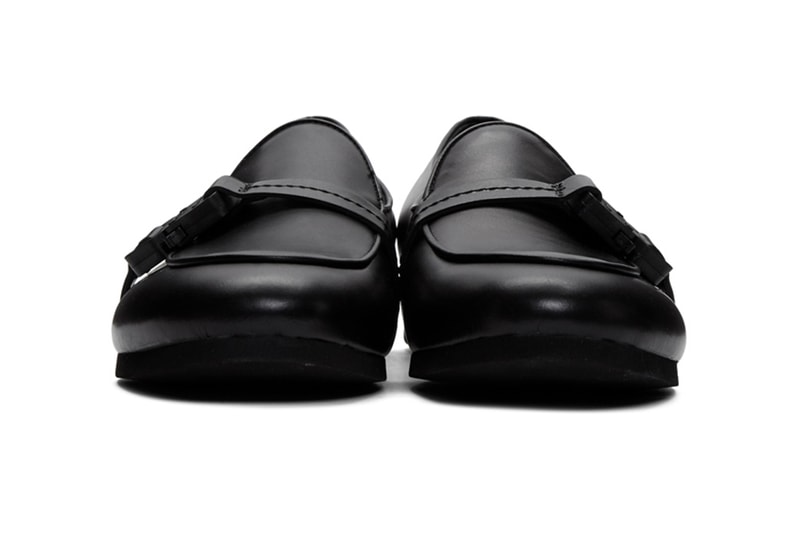 1017 ALYX 9SM St. Marks Buckle Loafers Black Smooth Leather Crocodile Embossed Utility Strap Matthew M Williams New Season Footwear Press-Release Fastening