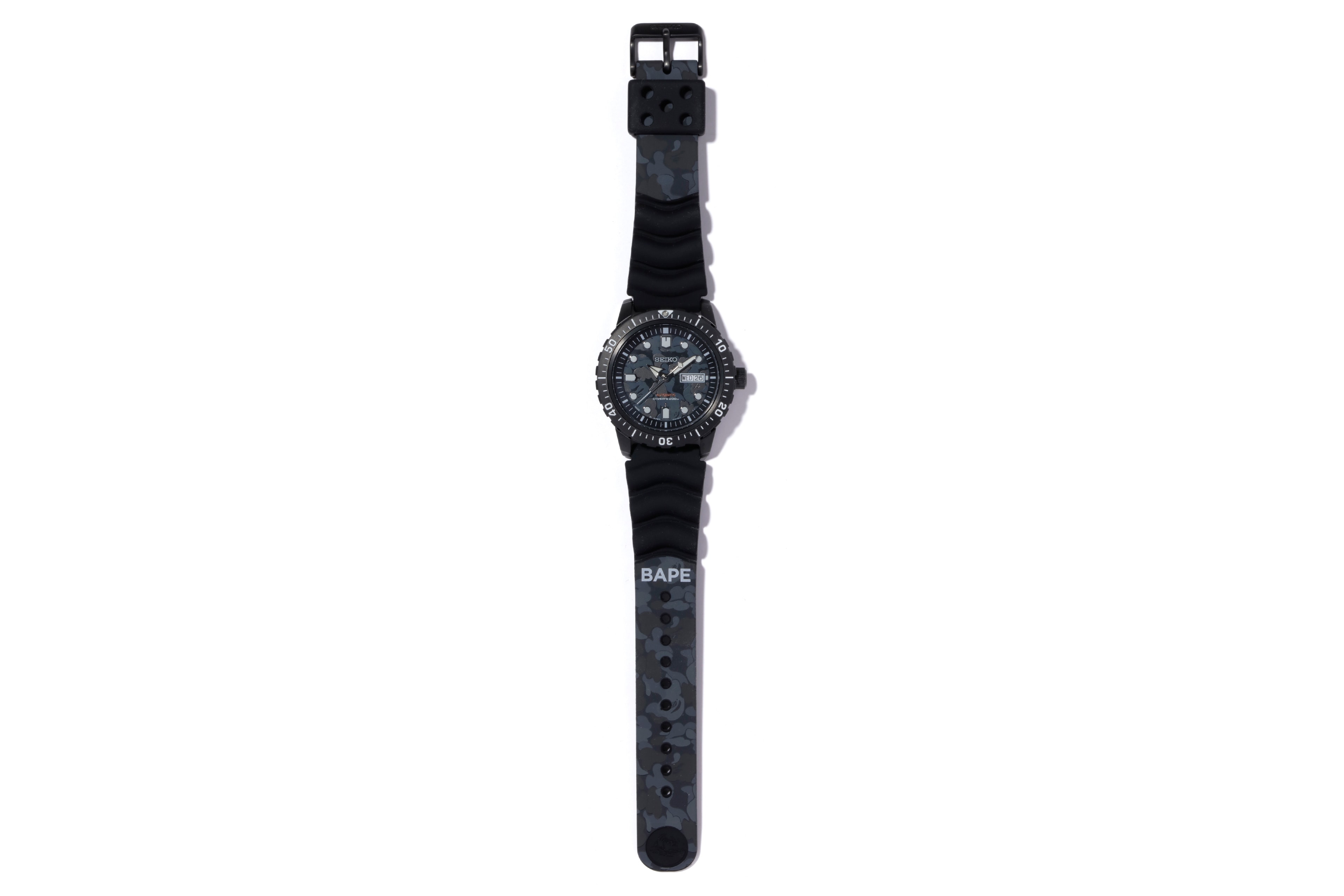 BAPE Seiko Mechanical Diver's Watch Black Gray Camo