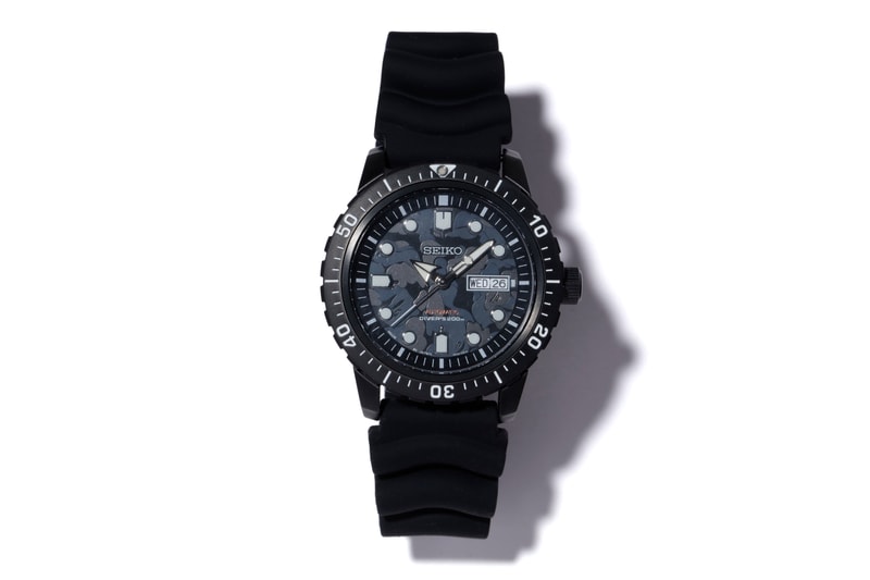 BAPE Seiko Mechanical Diver's Watch Black Gray Camo