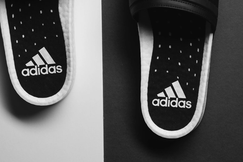 adidas adilette boost slide sandal cloud white core black EG1910 release date info photos price