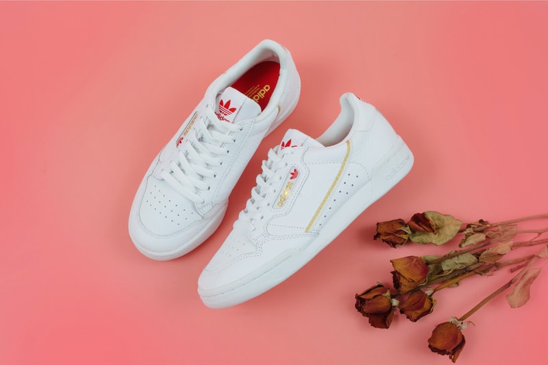 adidas Stan Smith & Continental 80 Valentine's Day Pack Photography First Look VDAY Boyfriend Girlfriend Presents What to Buy Sneakers Release Information Footwear Love Couples Ideas Three Stripes Leather Gold Foil Branding Trefoil