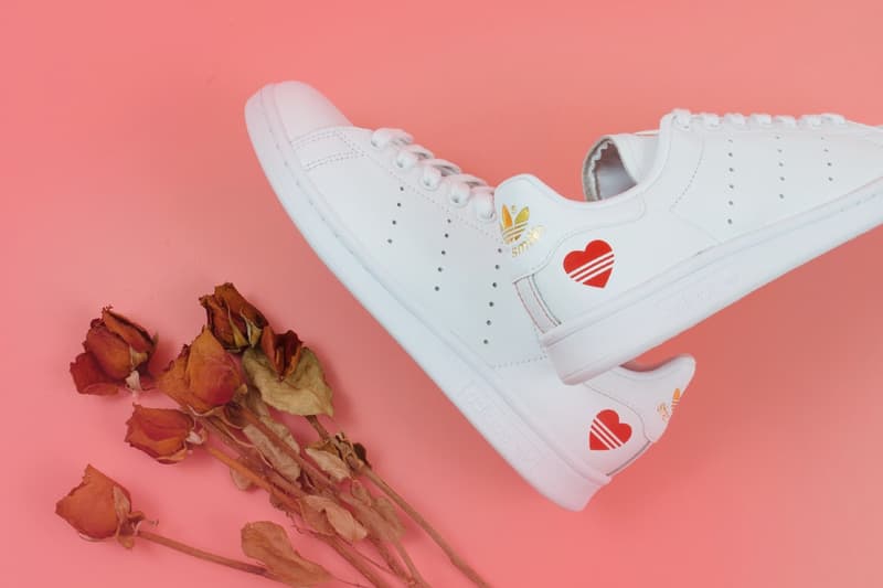 adidas Stan Smith & Continental 80 Valentine's Day Pack Photography First Look VDAY Boyfriend Girlfriend Presents What to Buy Sneakers Release Information Footwear Love Couples Ideas Three Stripes Leather Gold Foil Branding Trefoil