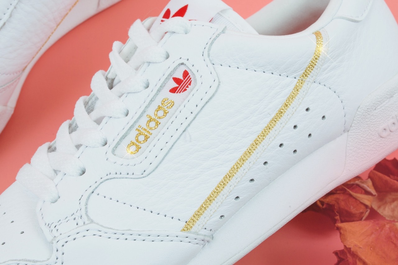 adidas Stan Smith & Continental 80 Valentine's Day Pack Photography First Look VDAY Boyfriend Girlfriend Presents What to Buy Sneakers Release Information Footwear Love Couples Ideas Three Stripes Leather Gold Foil Branding Trefoil