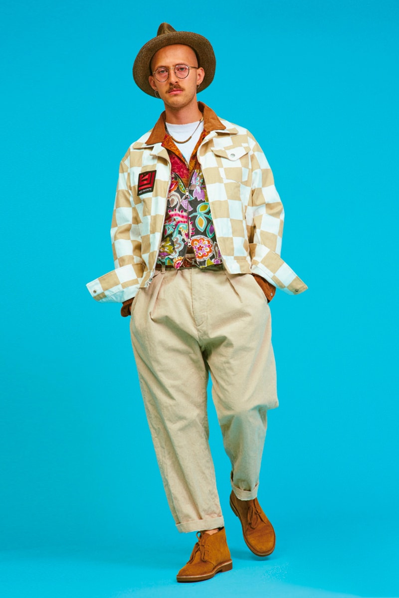 AïE Spring Summer 2020 Lookbook Nepenthes daiki suzuki keizo Shimizu LTB Jacket Natural 9oz Checker Canvas THT Jacket Big Paisley layering editorial Printed Batik PC Jersey 