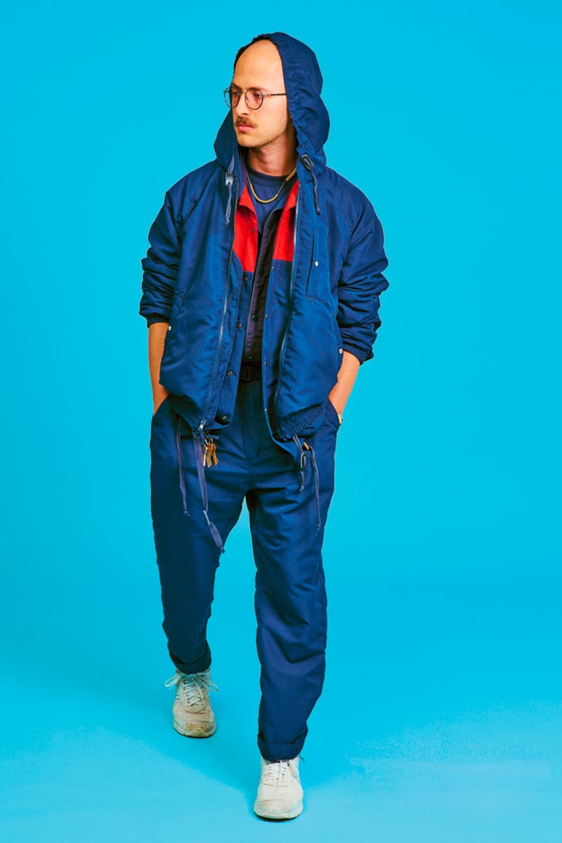 AïE Spring Summer 2020 Lookbook Nepenthes daiki suzuki keizo Shimizu LTB Jacket Natural 9oz Checker Canvas THT Jacket Big Paisley layering editorial Printed Batik PC Jersey