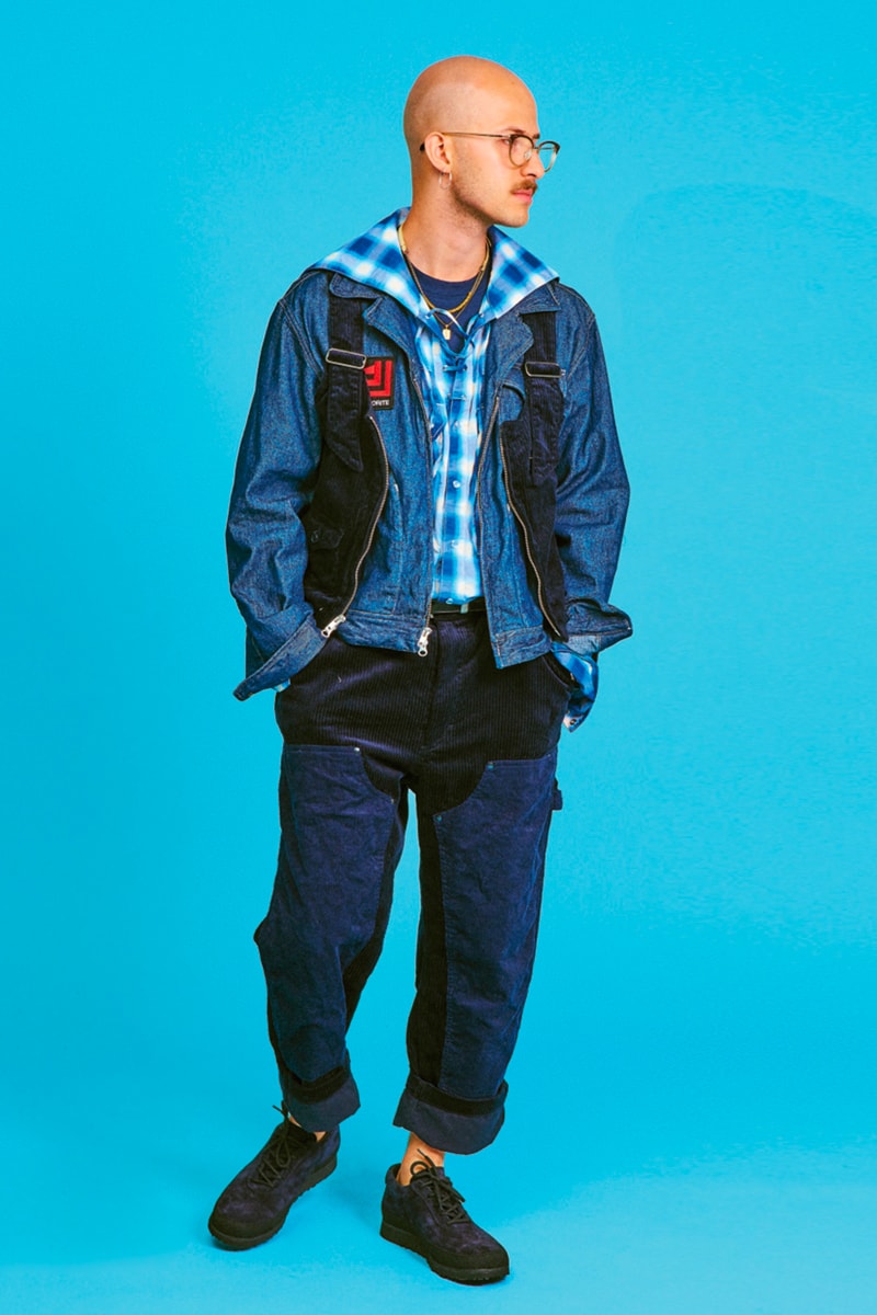 AïE Spring Summer 2020 Lookbook Nepenthes daiki suzuki keizo Shimizu LTB Jacket Natural 9oz Checker Canvas THT Jacket Big Paisley layering editorial Printed Batik PC Jersey 