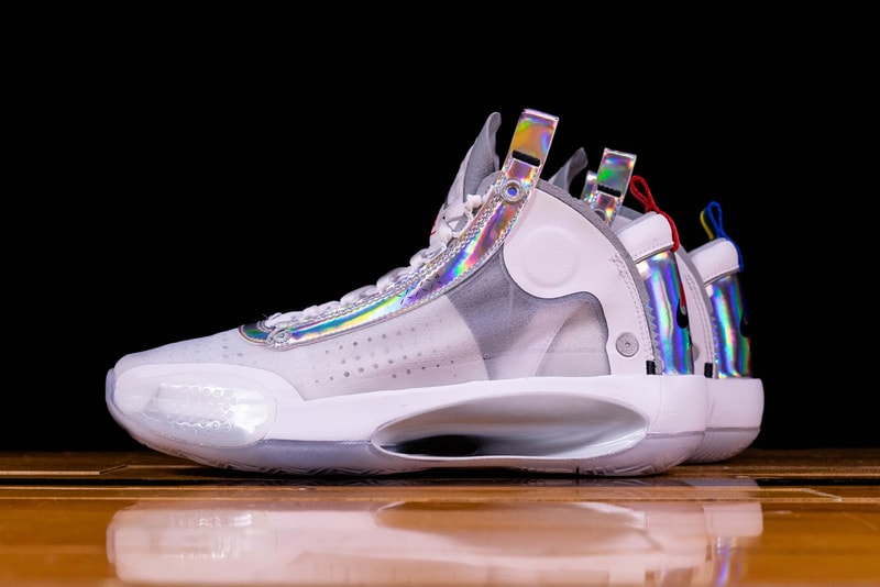 air jordan 34 white metallic silver iridescent AR3240 101 release date info photos price