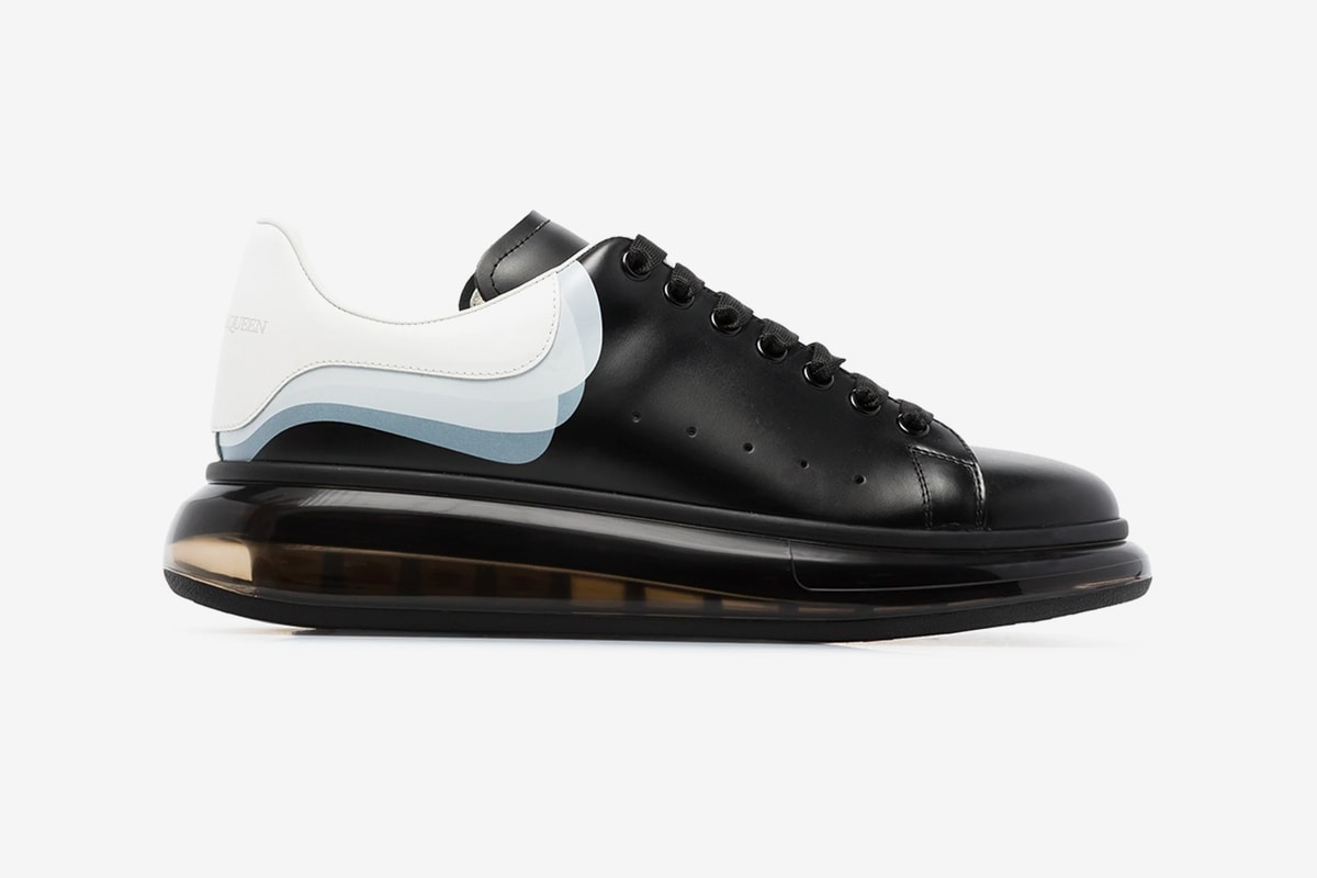 Alexander McQueen 3D Print Oversized Sneaker "black/white" release info buy now browns translucent bubble sole 