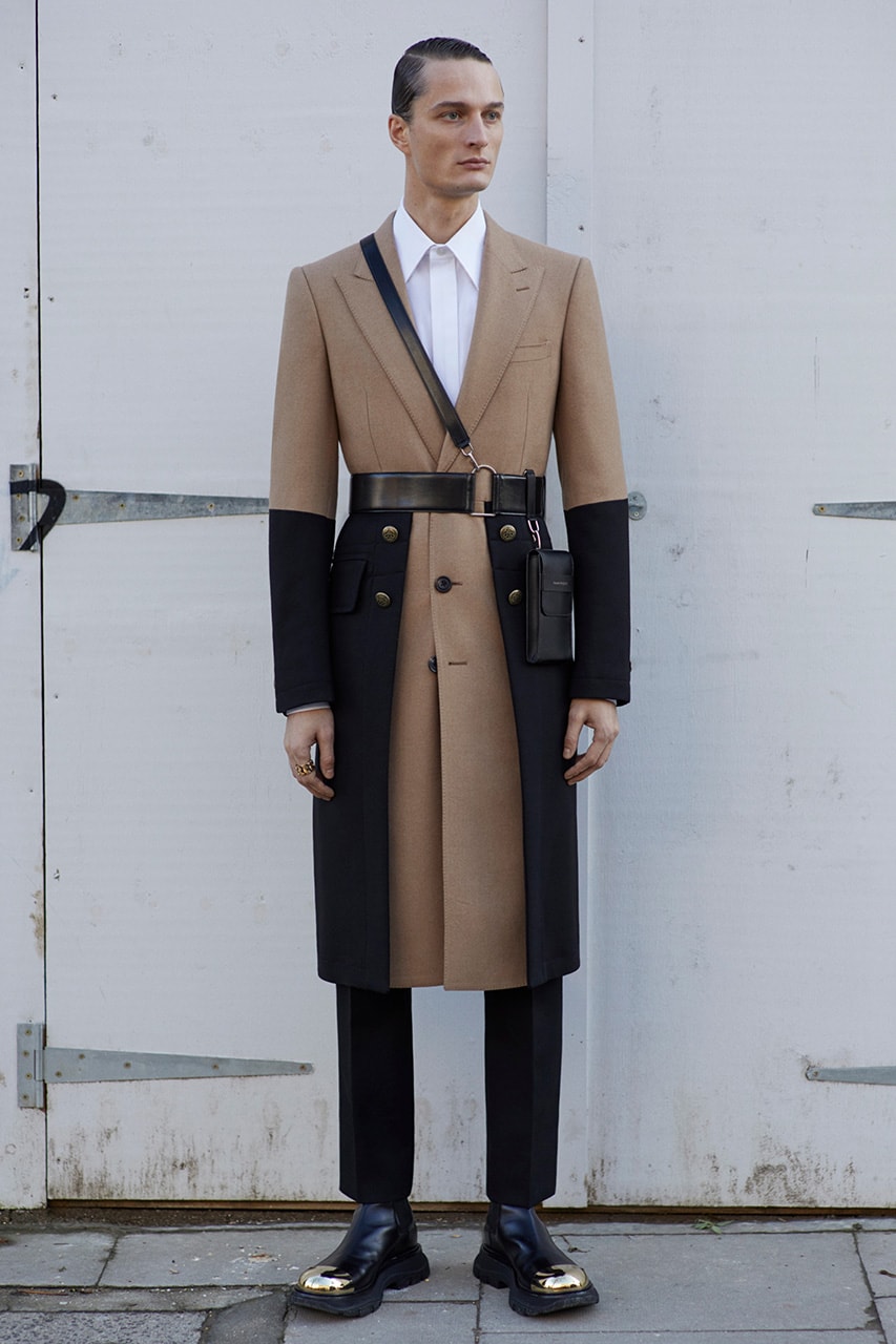 Alexander McQueen Fall/Winter 2020 Menswear Lookbook Collection Sarah Burton Creative Director Double-breasted overcoats Tailoring Military Coats Jackets Milan Fashion Week