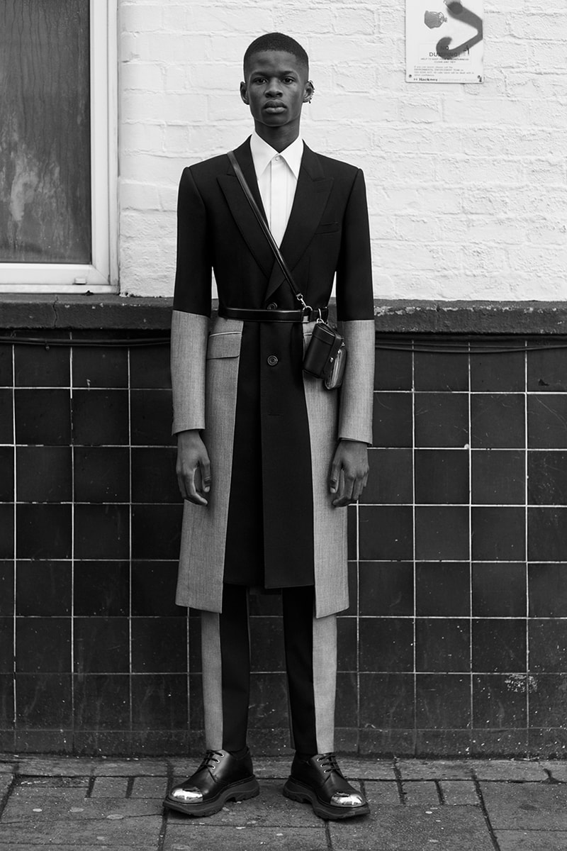 Alexander McQueen Fall/Winter 2020 Menswear Lookbook Collection Sarah Burton Creative Director Double-breasted overcoats Tailoring Military Coats Jackets Milan Fashion Week