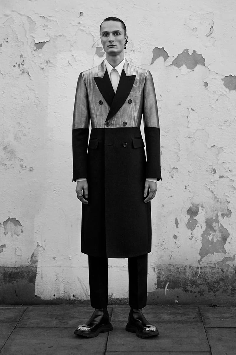 Alexander McQueen Fall/Winter 2020 Menswear Lookbook Collection Sarah Burton Creative Director Double-breasted overcoats Tailoring Military Coats Jackets Milan Fashion Week