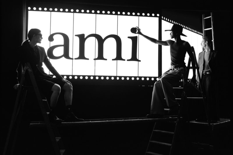 AMI Spring Summer 2020 campaign Lookbook collection paris french ami alexandre mattiussi essentials basics coats jackets leather theater black and white photography spotlight shirts dress pants