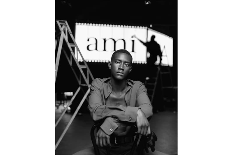 AMI Spring Summer 2020 campaign Lookbook collection paris french ami alexandre mattiussi essentials basics coats jackets leather theater black and white photography spotlight shirts dress pants