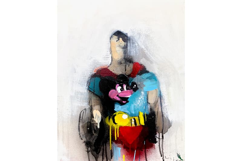 Anthony Lister & Brian Leo Exhibition Megumi Ogita Gallery Oil Paintings "Rude Words" Superheroes Superman Batman Spiderman