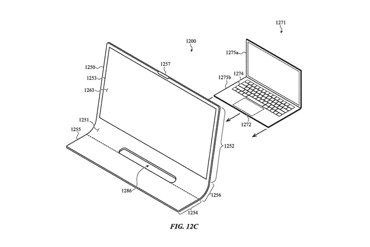 Apple Files for New Curved iMac Patent computer glass body built-in keyboard touchpad uspto 
