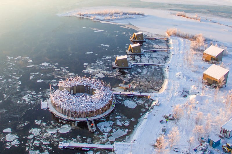 Floating 'Arctic Bath' Hotel Opens on Lule River in Sweden