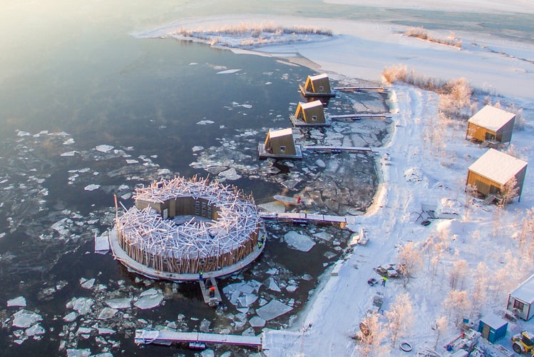 Floating 'Arctic Bath' Hotel Opens on Lule River in Sweden